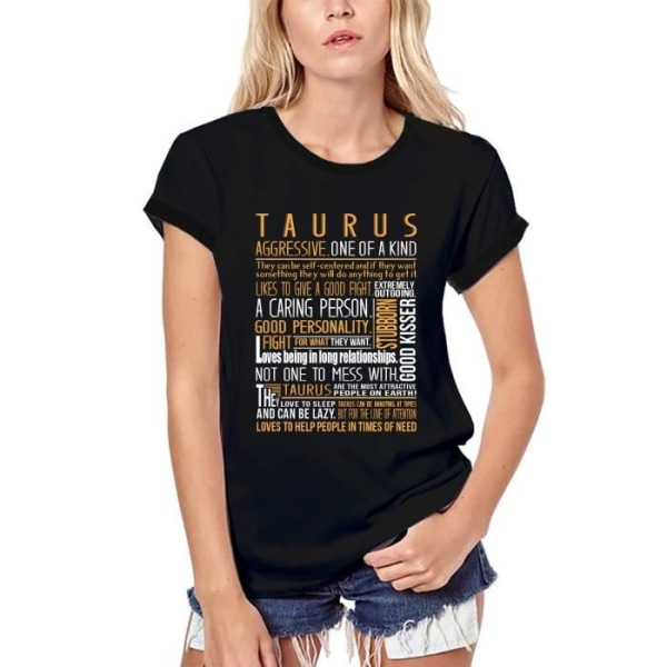 Ekologisk T-shirt för kvinna Definition Taurus Woman - Zodiac – Definition Taurus Woman - Zodiac – Vintage svart T-shirt djup svart