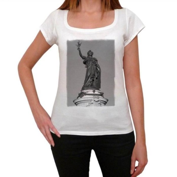 T-shirt för kvinnor Place De La République Paris Vintage T-shirt Vit