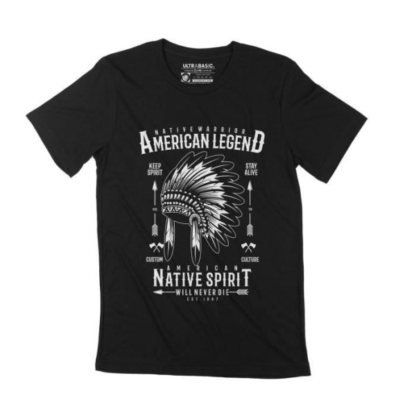 Indian T-shirt herr - American Legend - Indian - American Legend - Vintage svart T-shirt djup svart