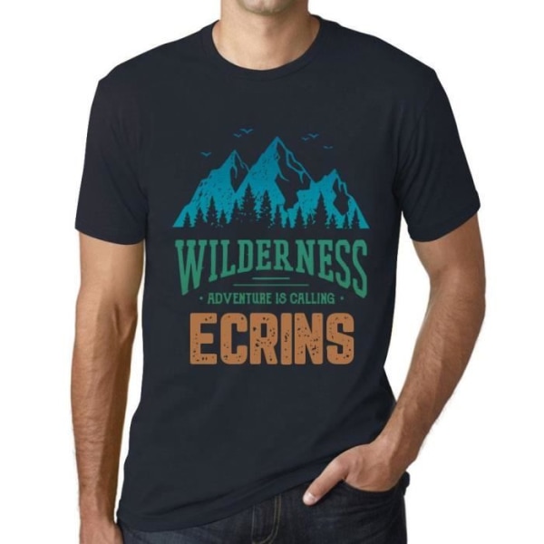 T-shirt herr Wild Nature L'Aventure Calles Ecrins – Vildmarken, äventyret kallar Ecrins – Vintage T-shirt Marin