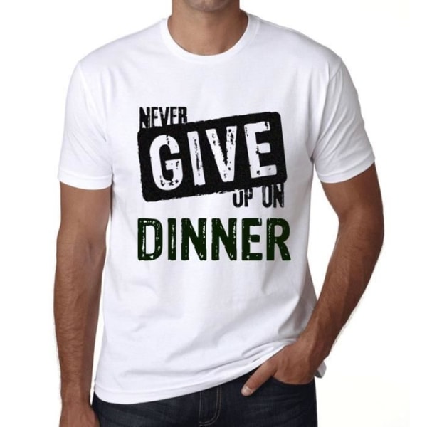 T-shirt herr Ge aldrig upp på middag – Ge aldrig upp på middag – Vintage T-shirt Vit