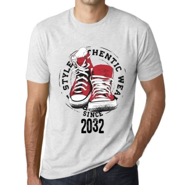 Autentisk stil för män sedan 2032 – Autentisk stil sedan 2032 – Vit vintage t-shirt Ljungvit