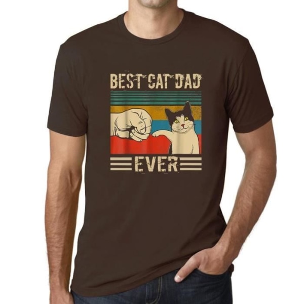 T-shirt herr The Best Cat Dad Ever Fist Bump – Best Cat Dad Ever Fist Bump – Vintage T-shirt Choklad