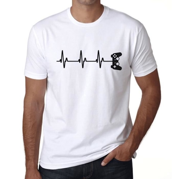 T-shirt - ULTRABASIC - Gamer Heartbeat - 100% Bomull - Kortärmad - Rundad Hals Vit jag
