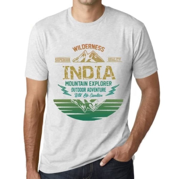 T-shirt herr utomhusäventyr Wild Nature Mountain Explorer In India – Outdoor Adventure, Wilderness, Mountain Ljungvit