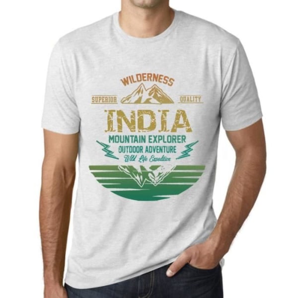 T-shirt herr utomhusäventyr Wild Nature Mountain Explorer In India – Outdoor Adventure, Wilderness, Mountain Ljungvit S