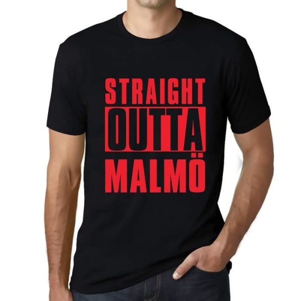 T-shirt herr Straight Outta Malmö – Straight Outta Malmö – Vintage T-shirt Deep Black Text Djupt svart röd text