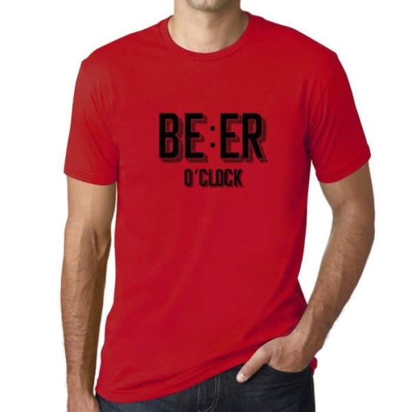 Beer O'Clock T-shirt för män – Beer O'Clock – Vintage T-shirt Röd