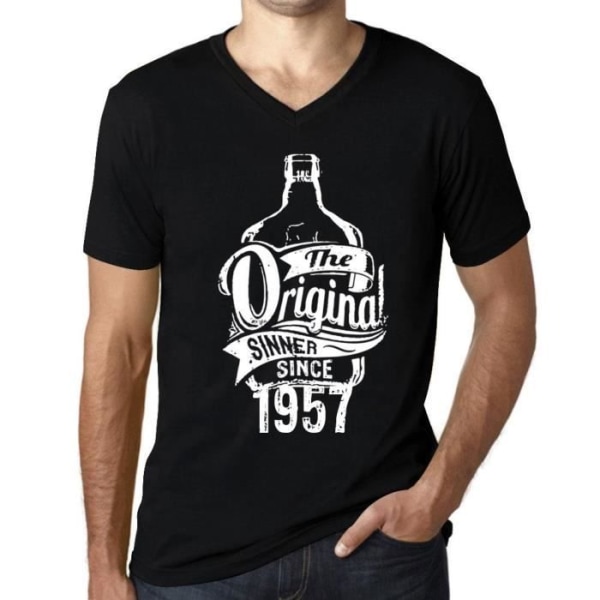 T-shirt med v-ringad herr The Original Sinner Since 1957 – The Original Sinner Since 1957 – 66 år gammal 66-årspresent T-shirt djup svart