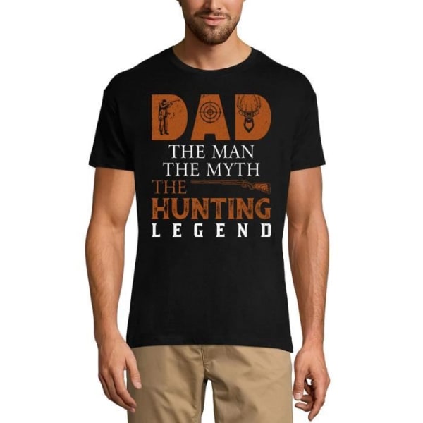 T-shirt herr Pappa Mannen Myten Jaktlegendjägaren – Pappa Mannen Myten Jaktlegendjägaren – djup svart