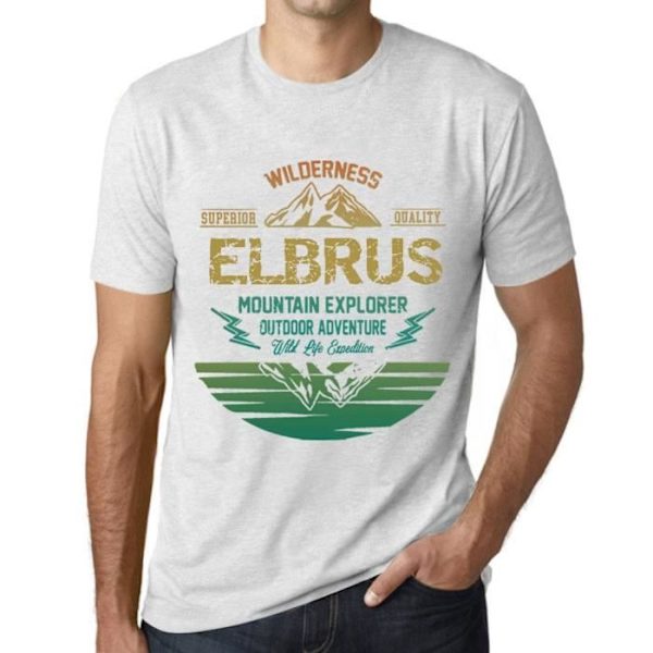 T-shirt herr Outdoor Adventure Wild Nature Mountain Explorer Elbrus – Outdoor Adventure, Wilderness, Mountain Ljungvit M