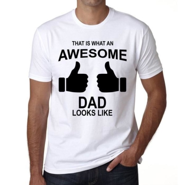 T-shirt för män Så här ser en fantastisk pappa ut – Vintage T-shirt Vit