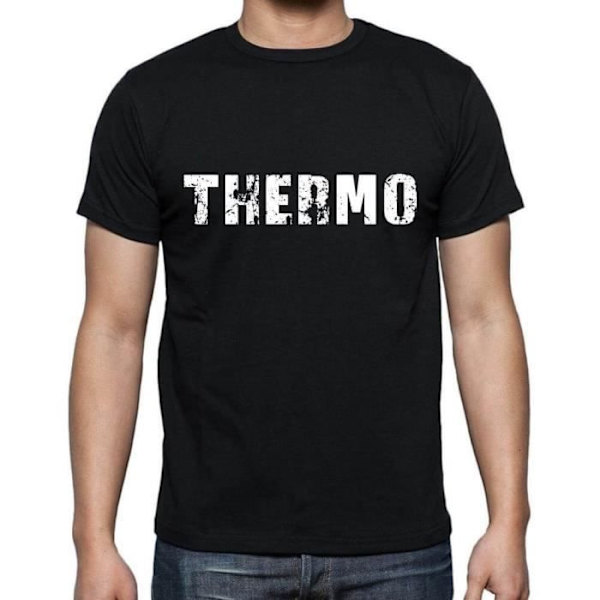 Thermo Vintage Black T-Shirt - Herr - 100 % halvkammad ringspunnen bomull - Multisport djup svart XL