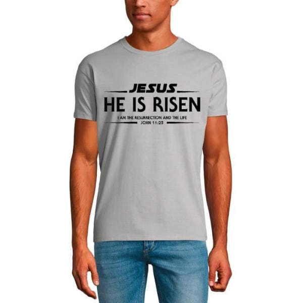 T-shirt herr He Is Risen Hallelujah - Jesus Chris – He Is Risen Hallelujah - Jesus Chris – Vintage grå T-shirt rent grått