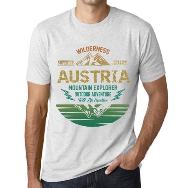 T-shirt herr Outdoor Adventure Wild Nature Austrian Mountain Explorer – Outdoor Adventure, Wilderness, Mountain Ljungvit XXL
