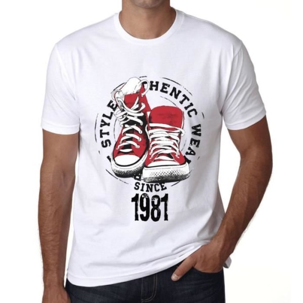 Autentisk stil för män sedan 1981 – Autentisk stil sedan 1981 – 42 år gammal T-shirt för vintage 42-årspresent Vit