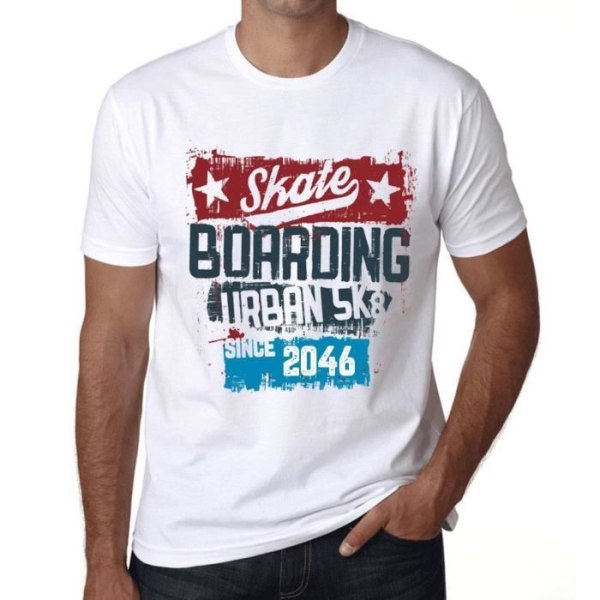 Urban Skateboard T-shirt för män sedan 2046 – Urban Skateboard sedan 2046 – Vintage T-shirt Vit