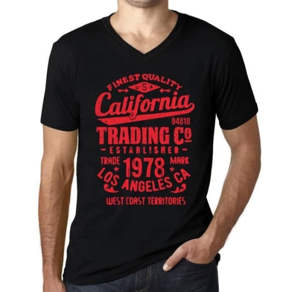 T-shirt med v-ringad herrhandel i Kalifornien sedan 1978 – handel i Kalifornien sedan 1978 – 45-års 45-årspresent T-shirt djup svart jag