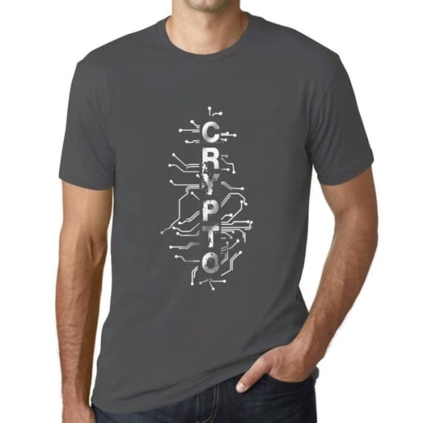 T-shirt för handel med kryptovaluta (Blockchain) för män – Digital Blockchain Kryptohandlare – Vintage grå T-shirt Mus grå
