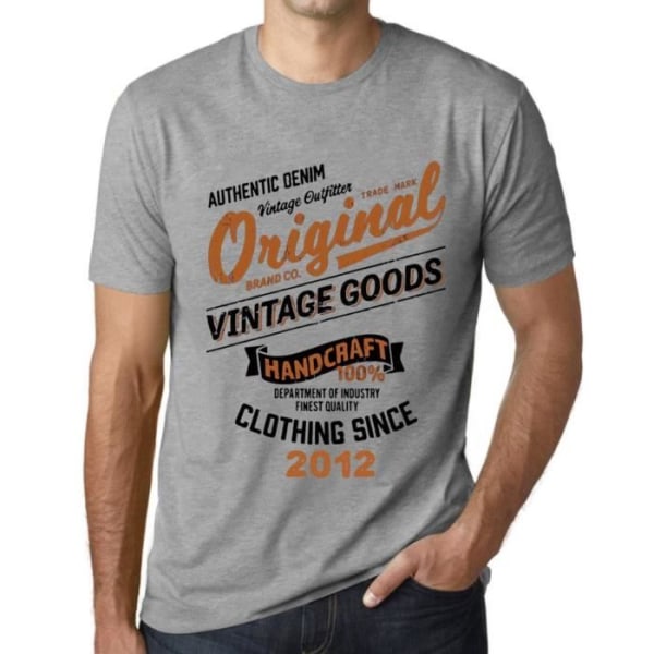 T-shirt herr Original vintage kläder sedan 2012 – Original vintage kläder sedan 2012 – 11 år 11:e present T-shirt Ljunggrå