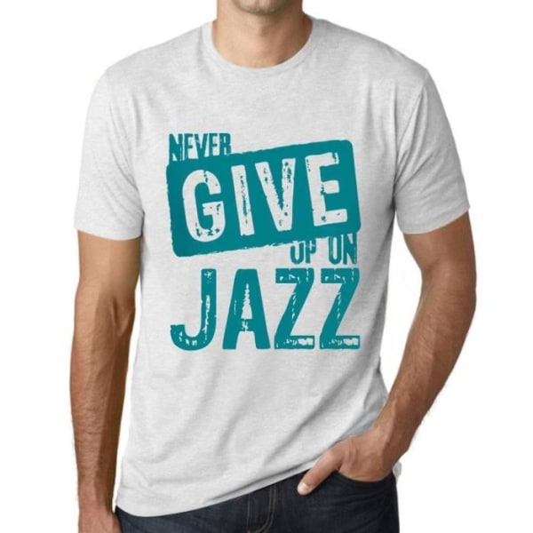 T-shirt herr Ge aldrig upp på jazz – Ge aldrig upp på jazz – Vintage vit T-shirt Ljungvit