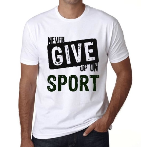 T-shirt herr Ge aldrig upp på sport – Ge aldrig upp på sport – Vintage T-shirt Vit