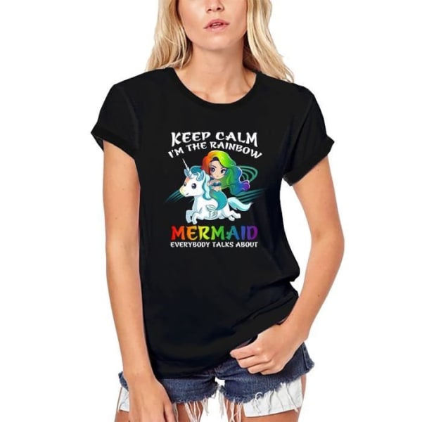 Ekologisk T-shirt dam Stay Calm I'm The Rainbow Siren - Lgbt Pride – Stay Calm I'M The Rainbow Siren - Lgbt Pride – djup svart