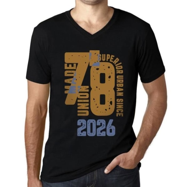 T-shirt med v-ringad herr Överlägsen urban stil sedan 2026 – överlägsen urban stil sedan 2026 – Svart vintage t-shirt djup svart