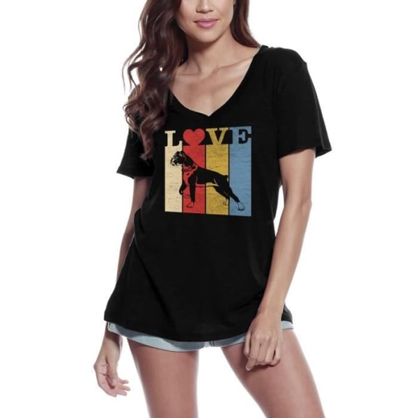 T-shirt med v-ringad dam I Love Pitbull Dogs Paws – Love Pitbull Dogs Paws – Vintage svart T-shirt djup svart