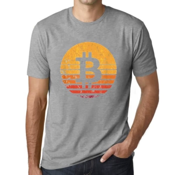 Bitcoin T-shirt herr Vintage Sunset Btc Hodl Crypto Traders Vintage grå T-shirt Ljunggrå