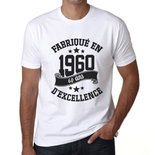T-shirt herr gjord 1960 63 år gammal T-shirt 63:e födelsedagspresent Vintage år 1960 Vit