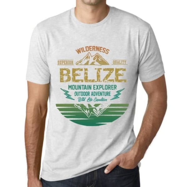 T-shirt herr utomhusäventyr Wild Nature Mountain Explorer Belize – Outdoor Adventure, Wilderness, Mountain Ljungvit