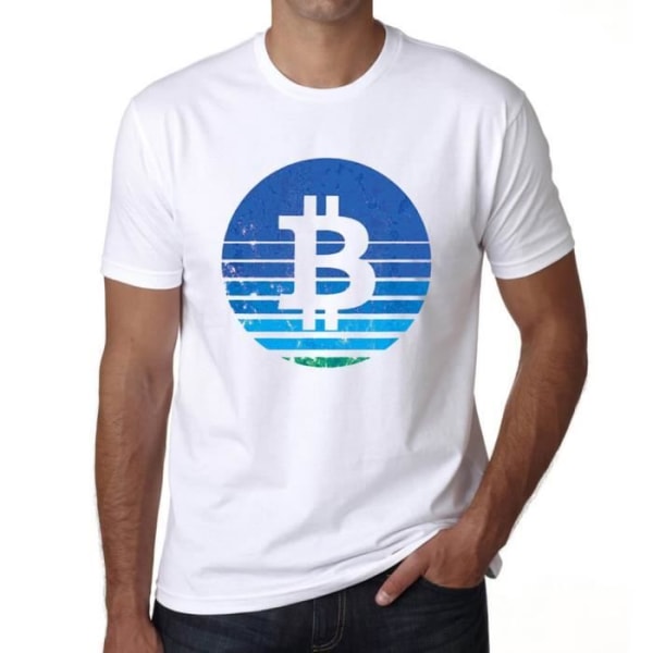 Vintage Bitcoin T-shirt för män Sunset Btc Hodl Crypto Traders Vintage T-shirt Vit
