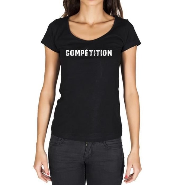 Tävlings-T-shirt för kvinnor Vintage svart T-shirt djup svart