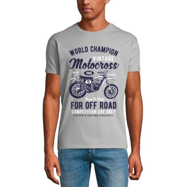 Vintage Motocross World Champion T-shirt för herrar - Born To Ride 1986 - World Champion Vintage Motocross - Born To Ride 1986 rent grått