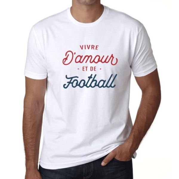 T-shirt för män Live On Love And Football Vintage T-shirt Vit