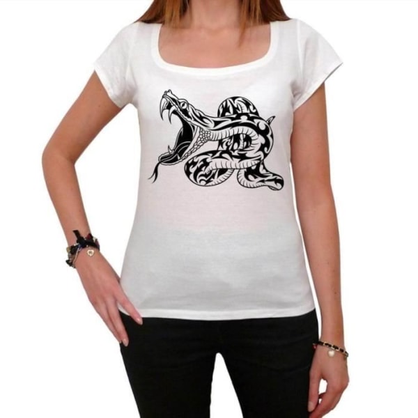 Tribal Snake Tattoo T-shirt för kvinnor – Tribal Snake Tattoo – Vintage T-shirt Vit