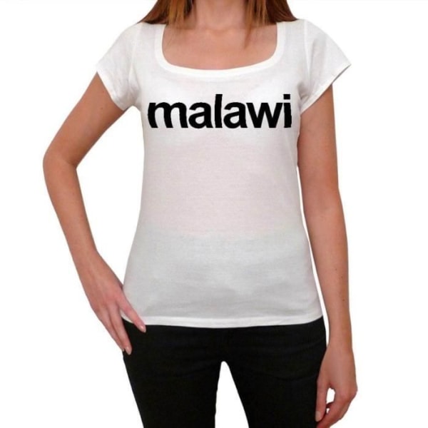 T-tröja för kvinnor Malawi Vintage T-shirt Vit