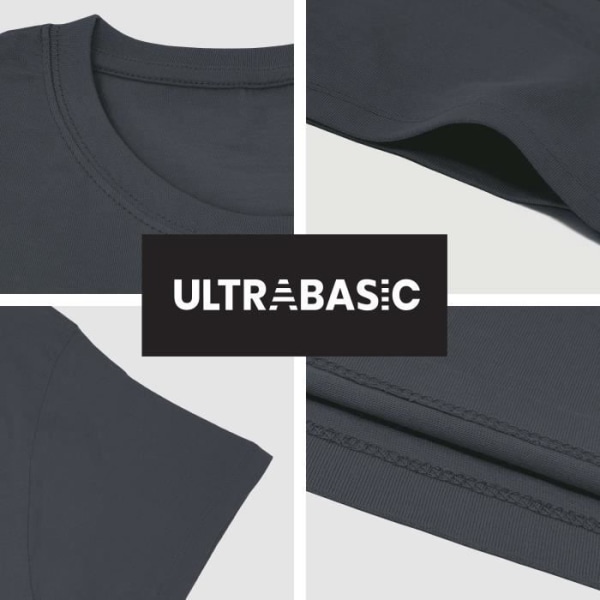 T-shirt - ULTRABASIC - 23-årsdag - 100% Bomull - Korta ärmar - Grå Mus grå XXXL