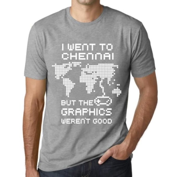 T-shirt herr Jag gick till Chennai men grafiken var inte bra – Ljunggrå M