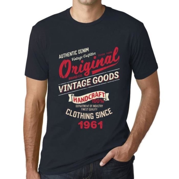 T-shirt herr Original vintagekläder sedan 1961 – Original vintage kläder sedan 1961 – 62 år 62:a gåva T-shirt Marin
