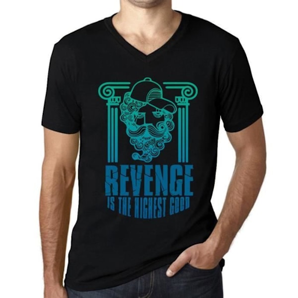 T-shirt med v-ringad herr Revenge Is The Highest Good – Vintage svart T-shirt djup svart XXL