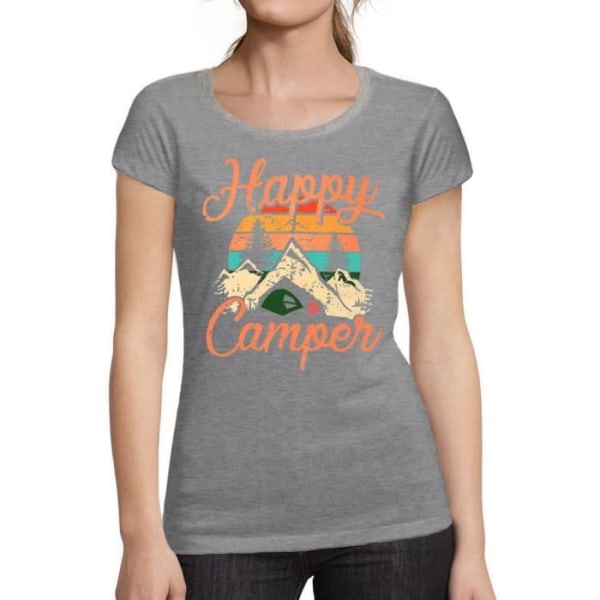 Happy Camper T-shirt för kvinnor – Happy Camper – Vintage grå T-shirt Ljunggrå