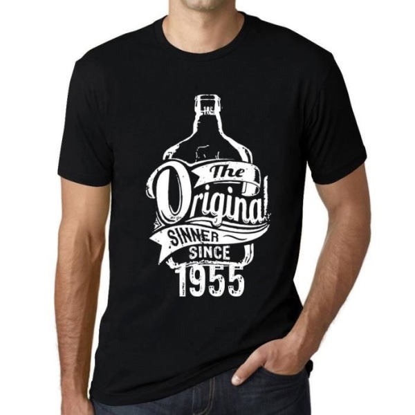 T-shirt för män The Original Sinner Since 1955 – The Original Sinner Since 1955 – 68 Years Vintage 68th Birthday Gift T-shirt djup svart S