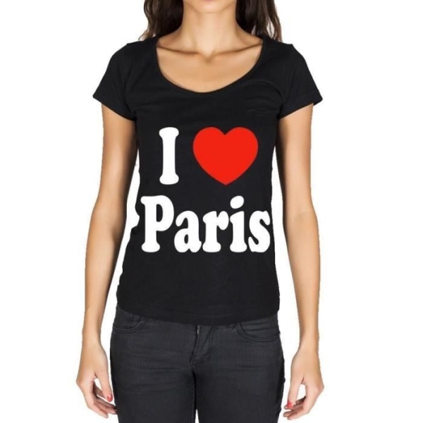J'Aime Paris T-shirt dam – I Love Paris – Vintage svart T-shirt djup svart
