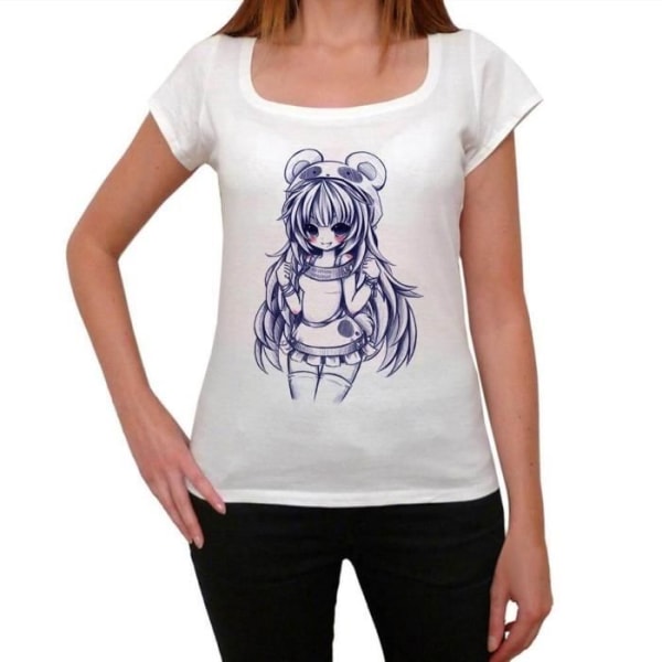 Manga T-shirt för kvinnor Vintage T-shirt Vit
