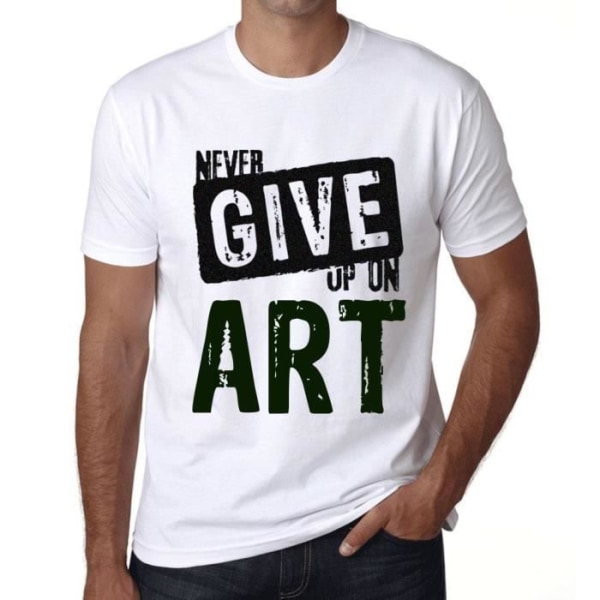 T-shirt herr Ge aldrig upp på konst – Ge aldrig upp på konst – Vintage T-shirt Vit