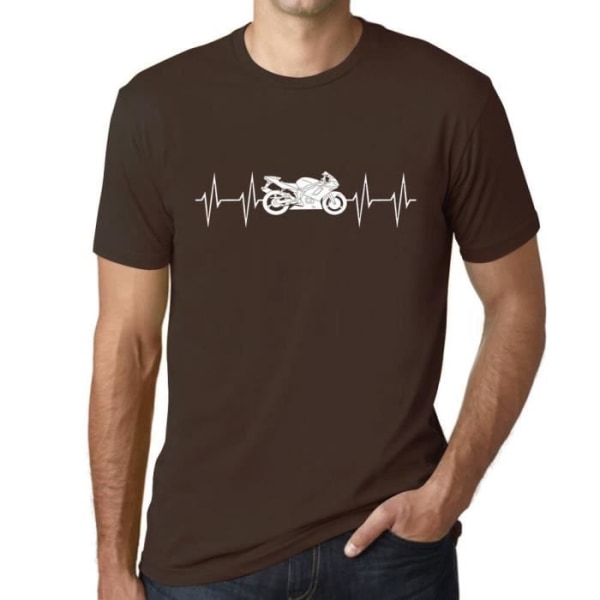 Motorcykel Heartbeat T-shirt för män – Motorcykel Heartbeat – Vintage T-shirt Choklad