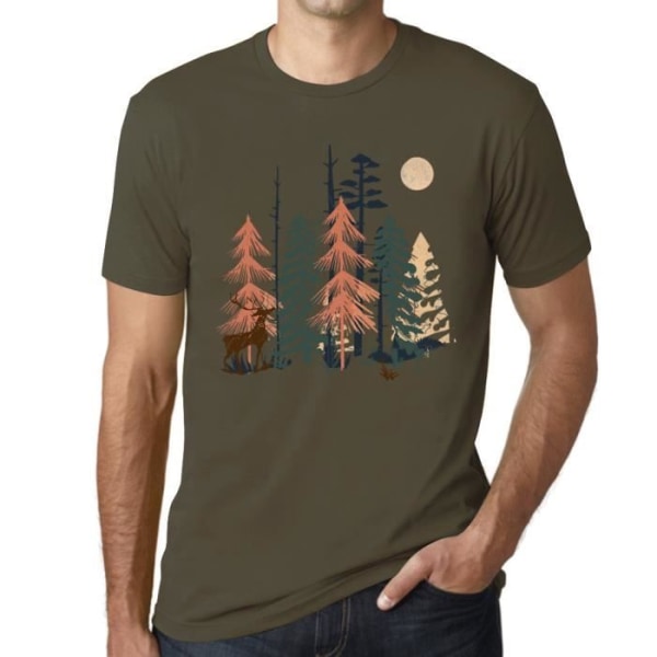 Nature Forest Moon T-shirt för män – Nature Forest Moon – Vintage T-shirt Armé