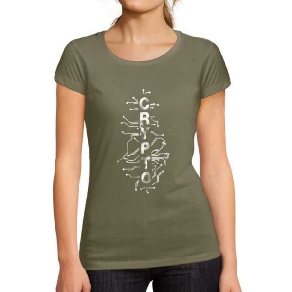 T-shirt för handel i kryptovaluta (Blockchain) för kvinnor – Digital Blockchain Kryptohandlare – Vintage T-shirt Kaki